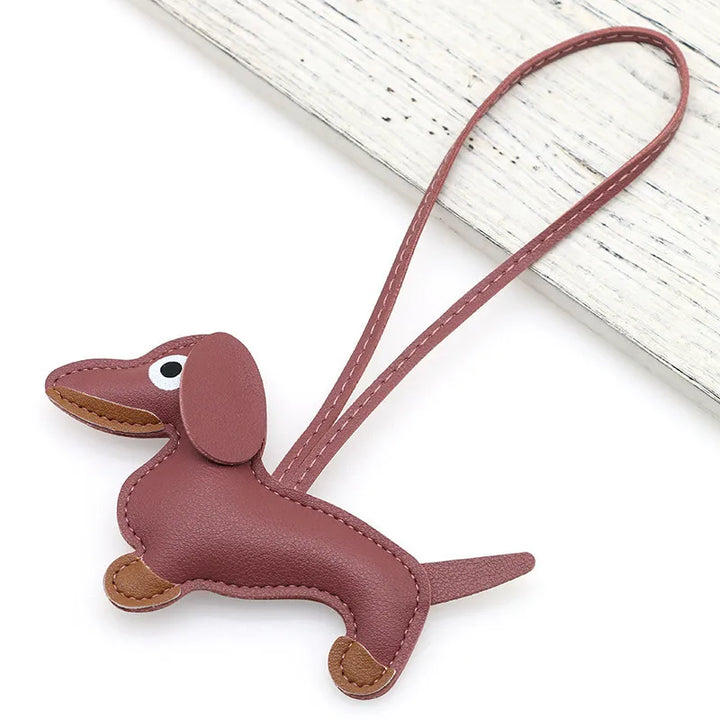 Women's Dachshund Leather Bag Charm Keychain Gift-The Yellow Prime