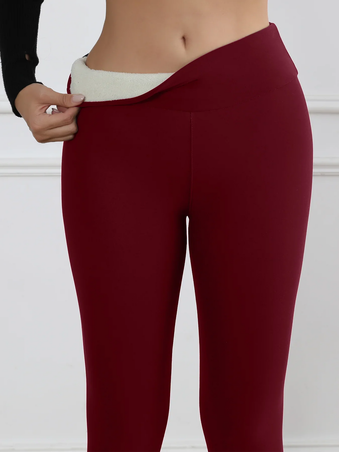 Leggings svasati spessi in pile da donna a vita alta, collant termici