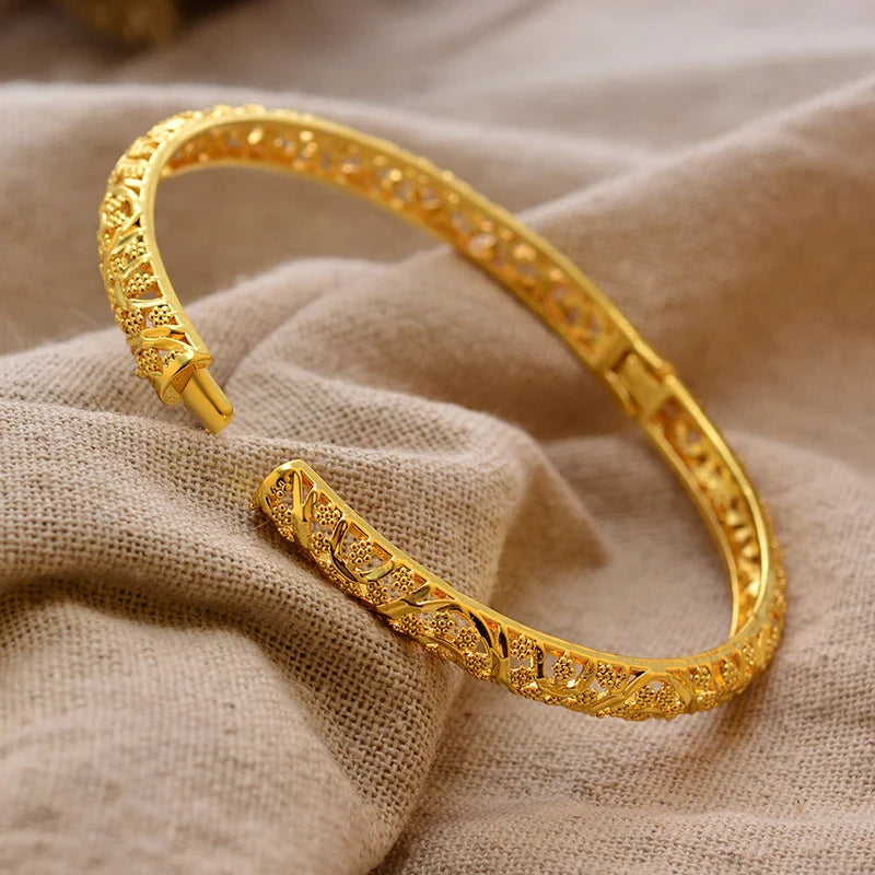 Women's Gold Plated Bangles Arabic Wedding Bracelet-The Yellow Prime