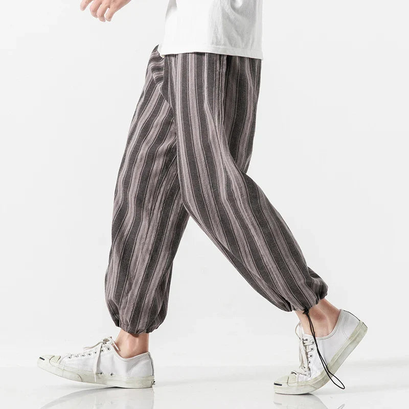 Men's Stripe Cotton Joggers - Cabo Style-The Yellow Prime