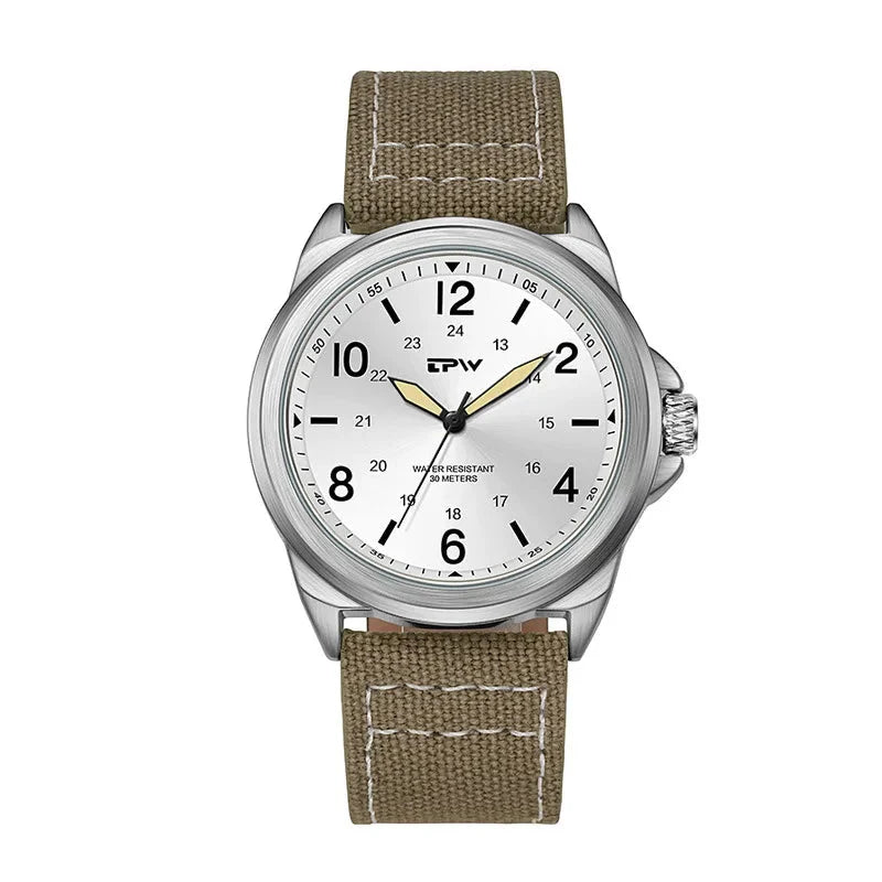 Men's Rugged Military Analog Watch with 42mm Fabric Strap, 30M Water-Resistant-The Yellow Prime