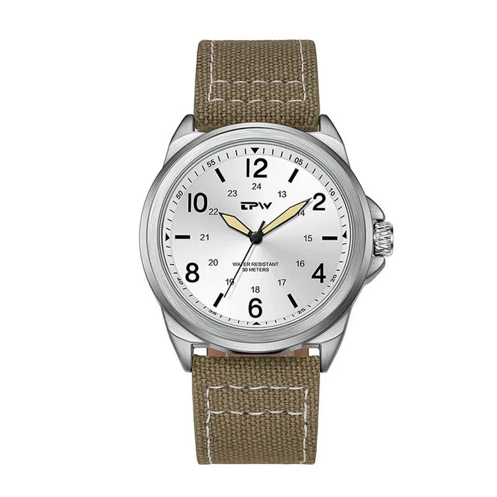Men's Rugged Military Analog Watch with 42mm Fabric Strap, 30M Water-Resistant-The Yellow Prime
