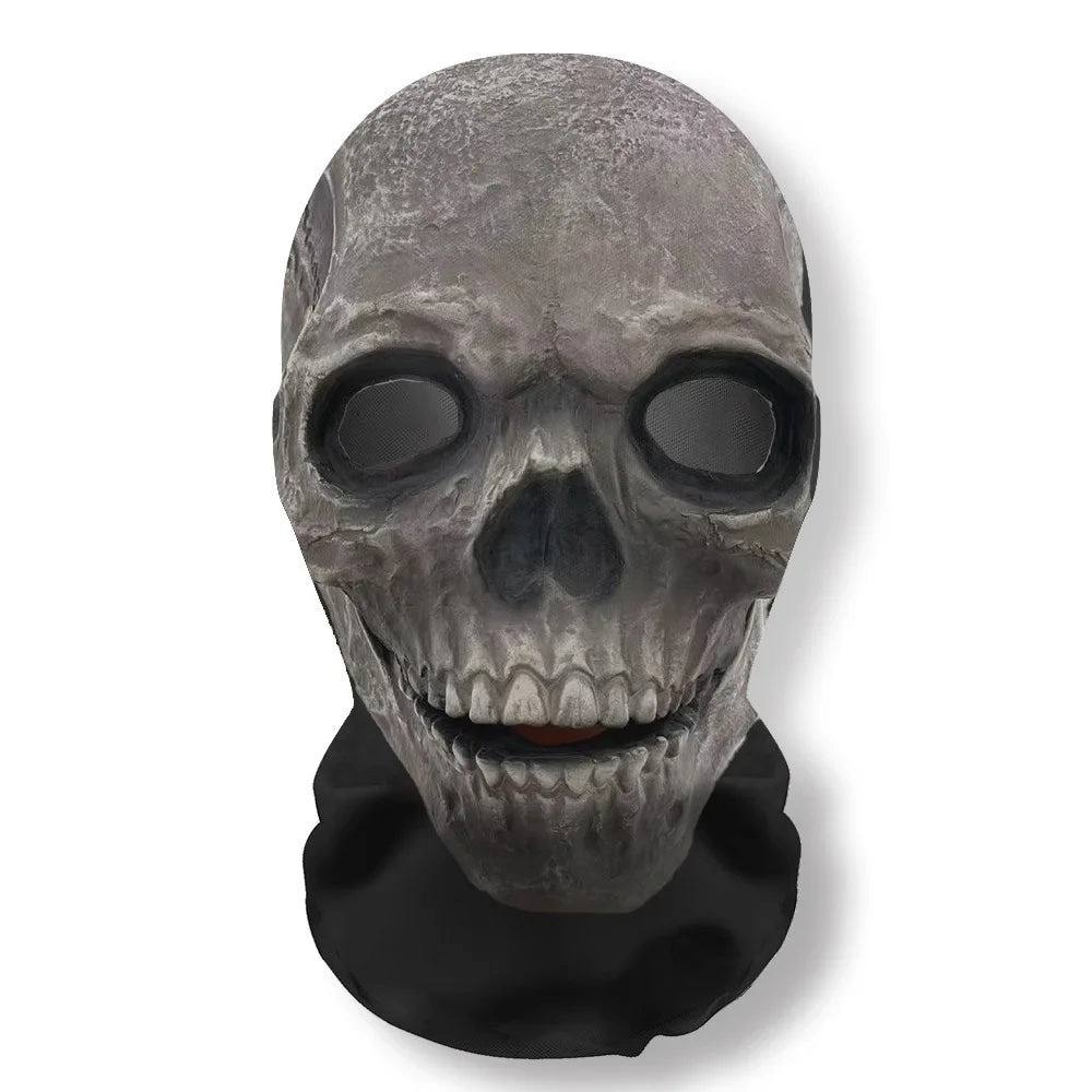 Halloweens 3D-spøkelsesmaske med ansikt, elastisk nettinghodeplagg som dekker hele skallen