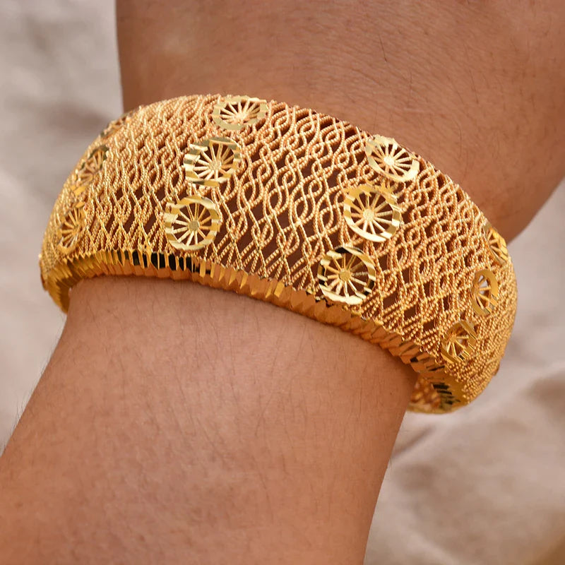 Women's Gold Plated Bangles Arabic Wedding Bracelet-The Yellow Prime