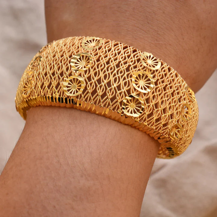Women's Gold Plated Bangles Arabic Wedding Bracelet-The Yellow Prime