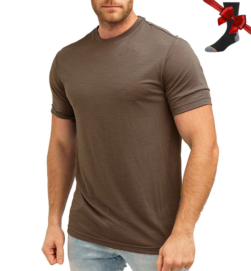 Men's Superfine Merino Wool Base Layer T-Shirt and Socks Set-The Yellow Prime