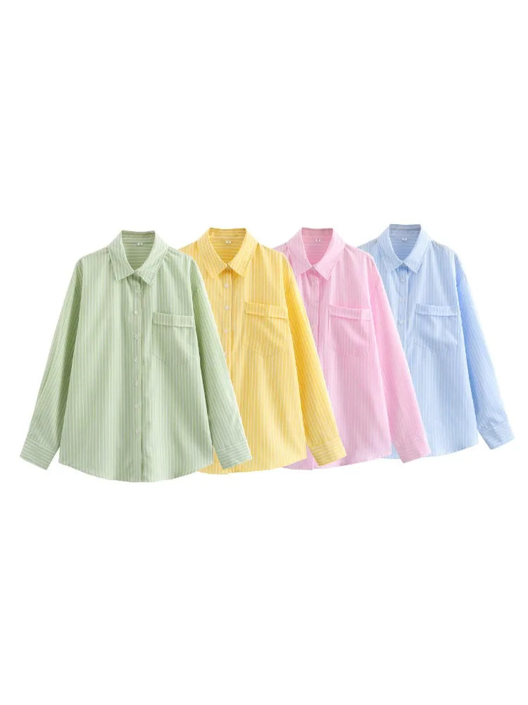Emily | Women's Striped Blouse - Airy, Modern & Versatile Design-The Yellow Prime