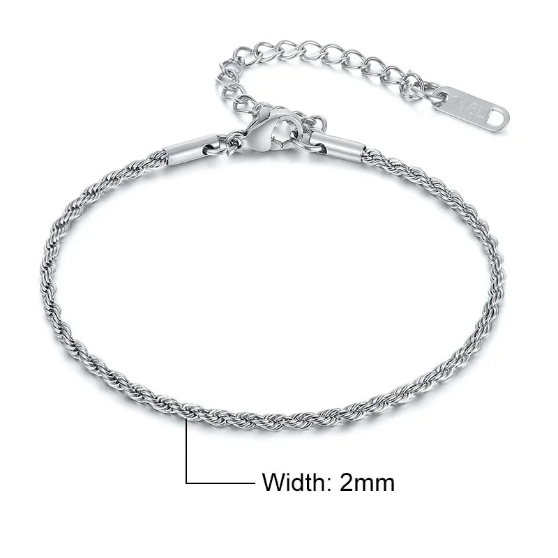 Women's Twisted Stainless Steel Rope Chain Bracelet-The Yellow Prime