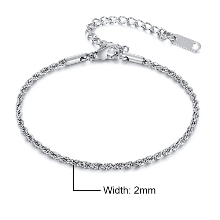 Women's Twisted Stainless Steel Rope Chain Bracelet-The Yellow Prime