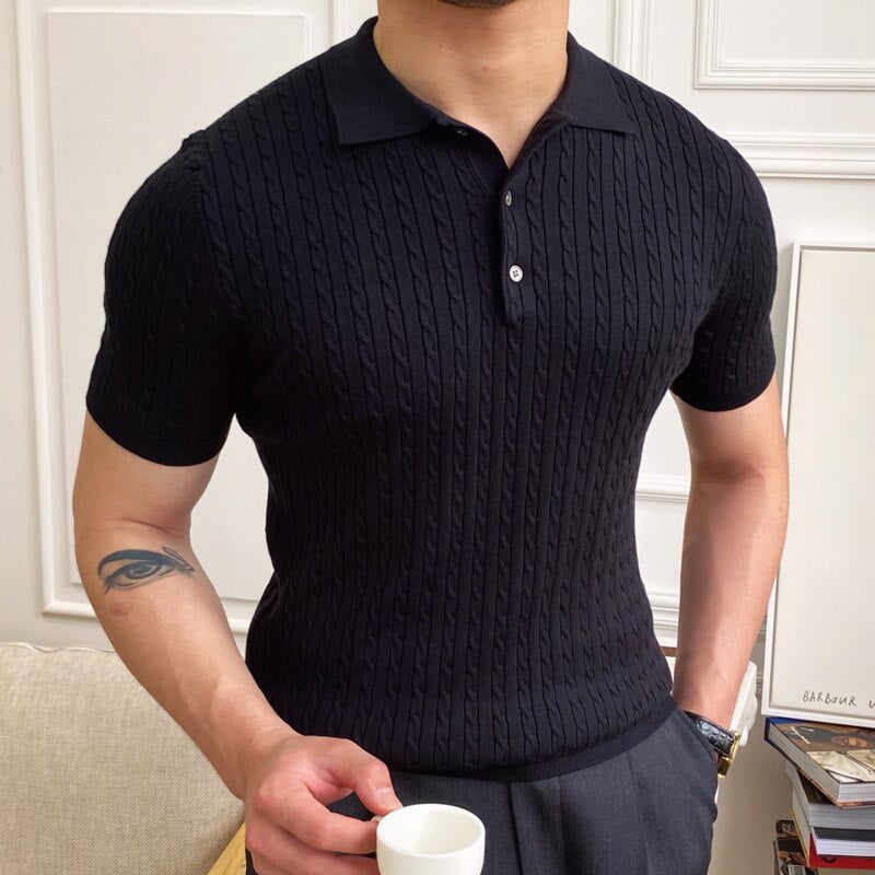 Men's Classic Fit Short Sleeve Polo Shirt in Cotton Blend-The Yellow Prime