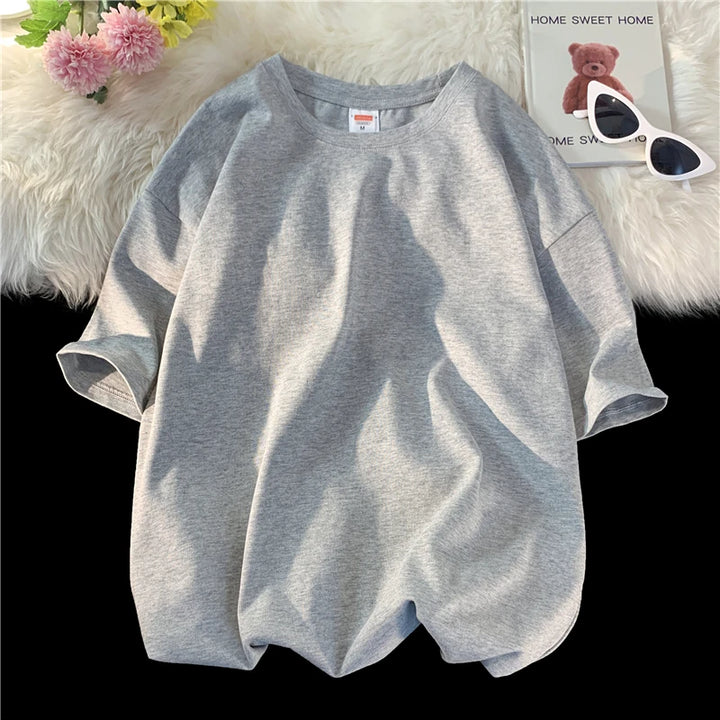 Men's Oversized Summer Short Sleeve Cotton T-Shirt in Solid Colors-The Yellow Prime