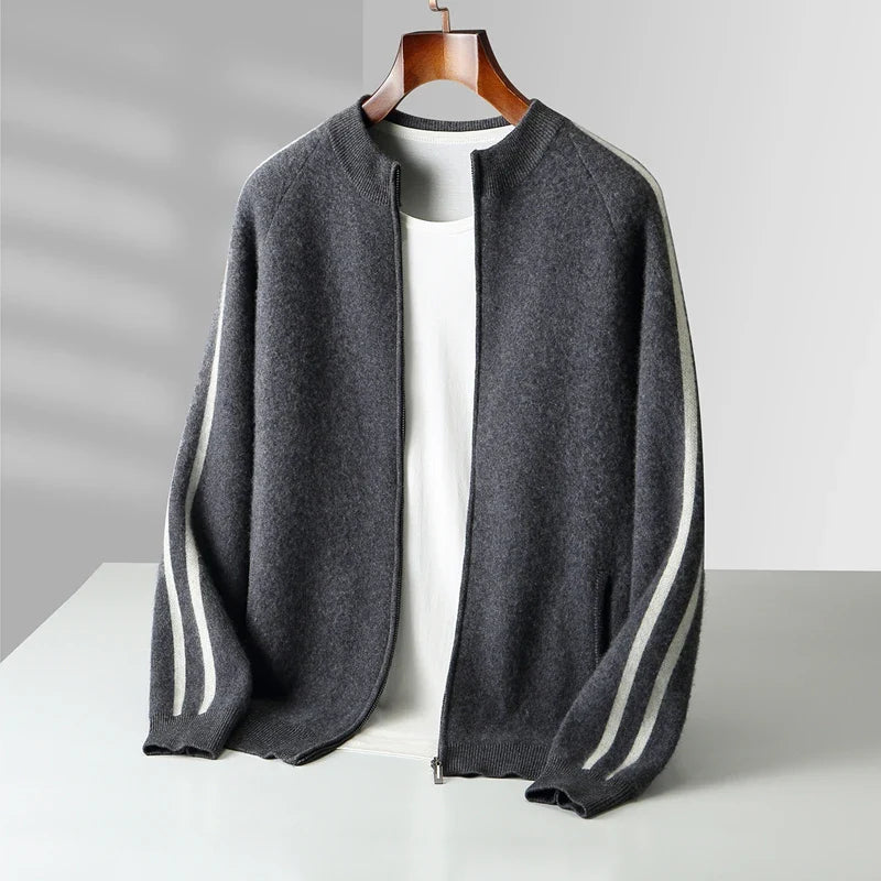 Men's Merino Stripe Cardigan-The Yellow Prime