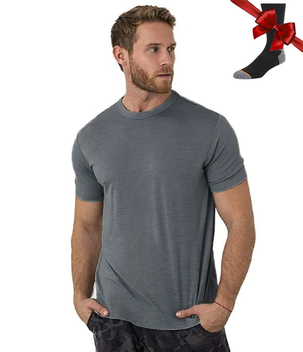 Men's Superfine Merino Wool Base Layer T-Shirt and Socks Set-The Yellow Prime