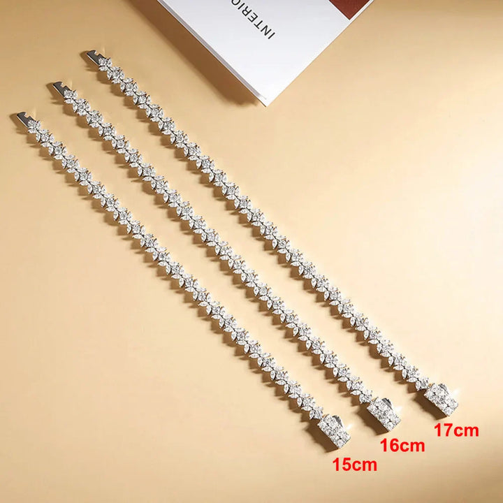 Women's Moissanite Tennis Bracelet in Sterling Silver Floral Design-The Yellow Prime