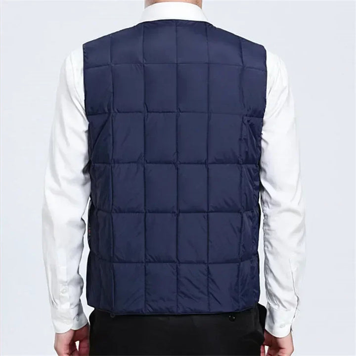 Men's Lightweight Down Vest - V Neck, Polyester, Winter Wear