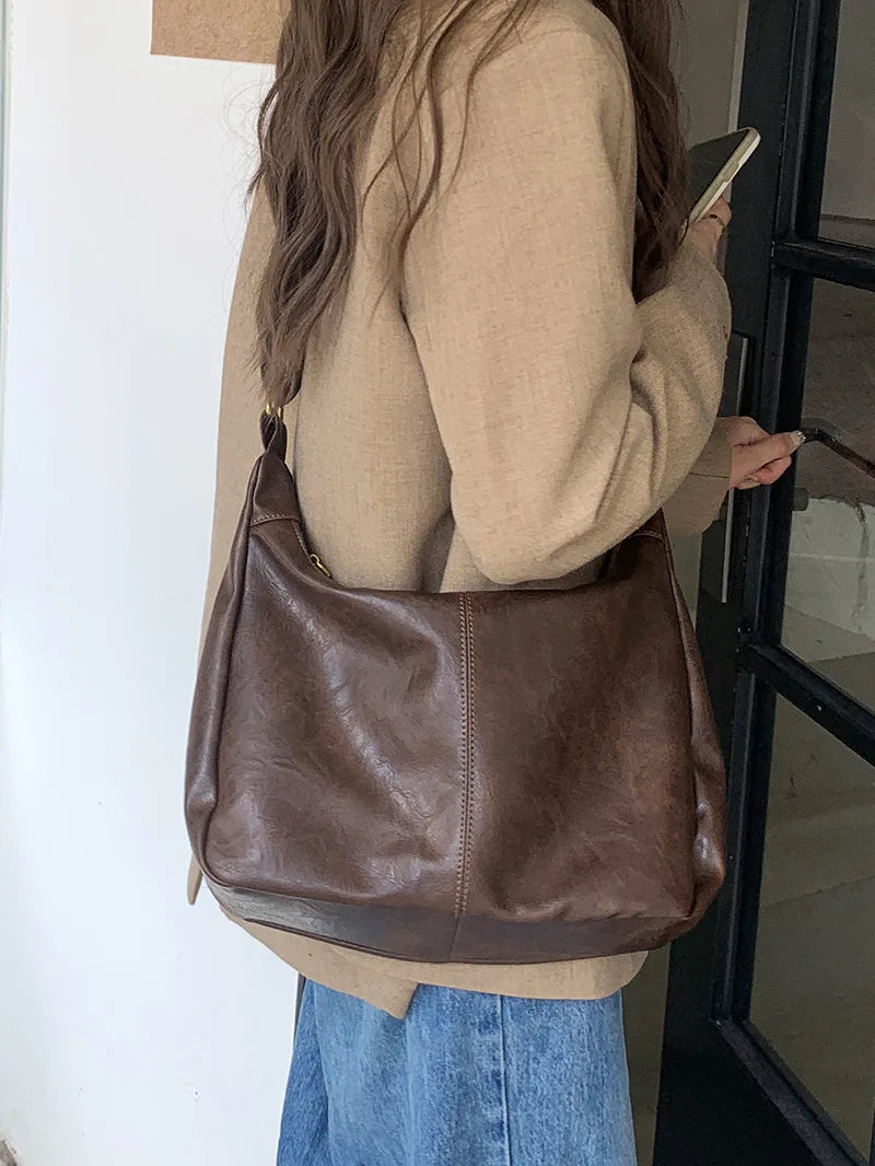 Women's Soft Versatile Hobo Bag - Slouchy Faux Leather Design-The Yellow Prime