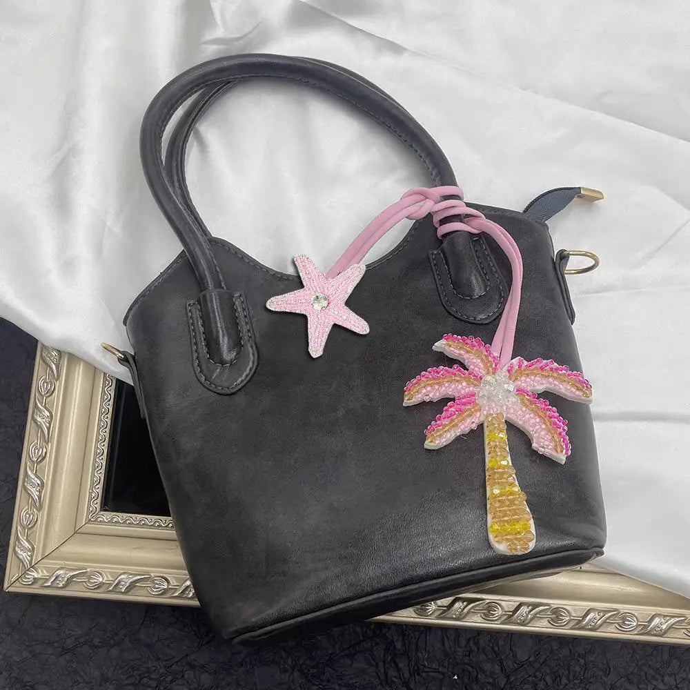 Women's Handmade Sequin Patch Coconut Tree Keyring Bag Pendant-The Yellow Prime