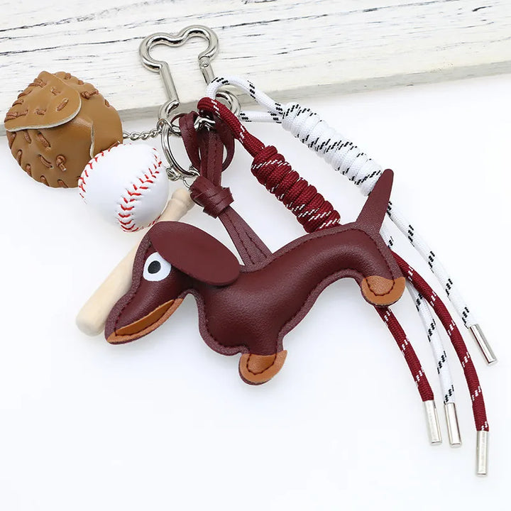 Women's Dachshund Leather Bag Charm Keychain Gift-The Yellow Prime