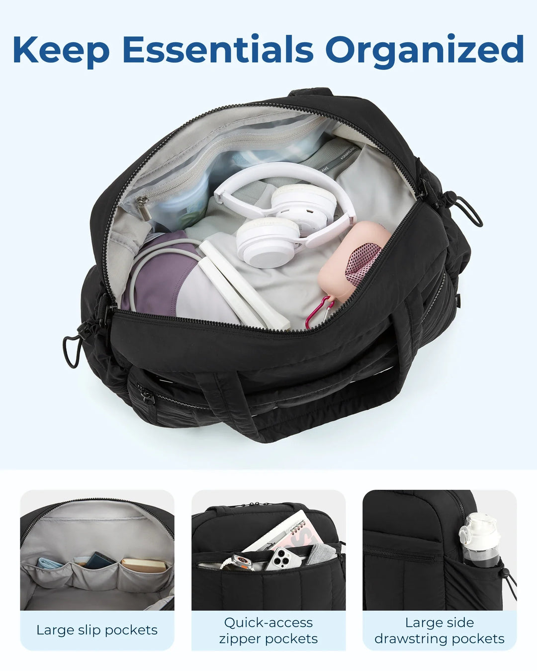 Women's Large Capacity Travel Duffel Bag with Shoulder Strap-The Yellow Prime