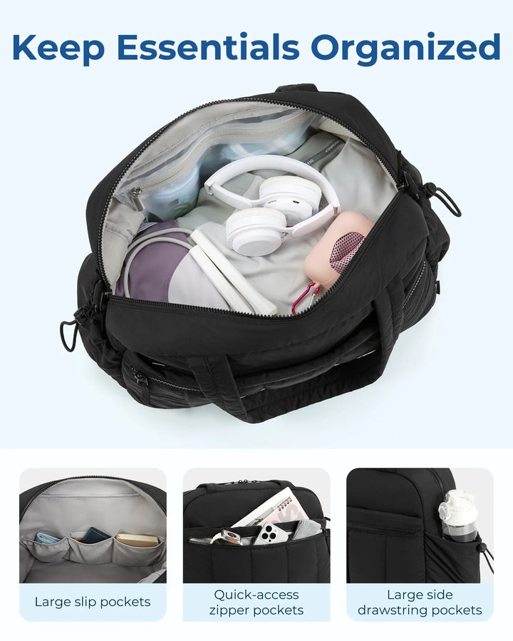 Women's Large Capacity Travel Duffel Bag with Shoulder Strap-The Yellow Prime