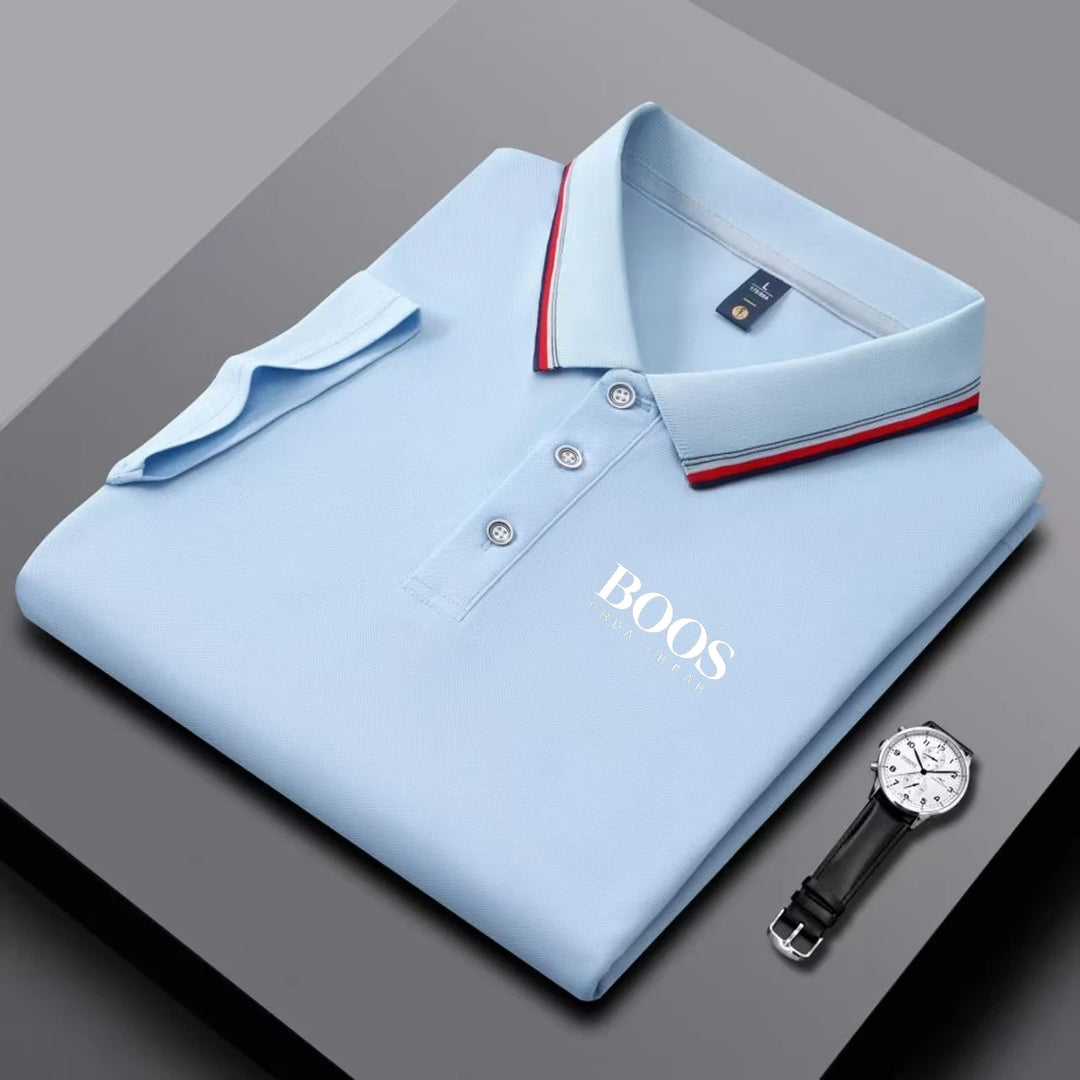 Men's Embroidered Business Casual Short Sleeve Polo Shirt, Breathable Top-The Yellow Prime