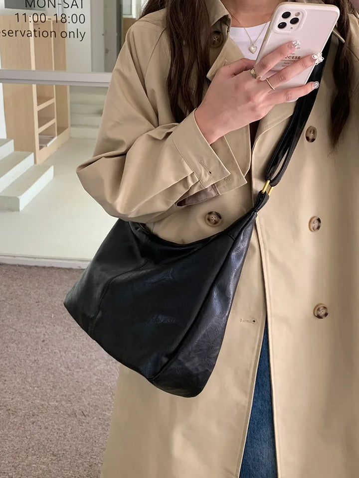 Women's Soft Versatile Hobo Bag - Slouchy Faux Leather Design-The Yellow Prime