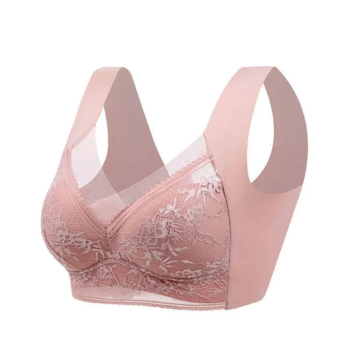 Women's Large Push Up Ice Silk Seamless Lace Wireless Bralette-The Yellow Prime