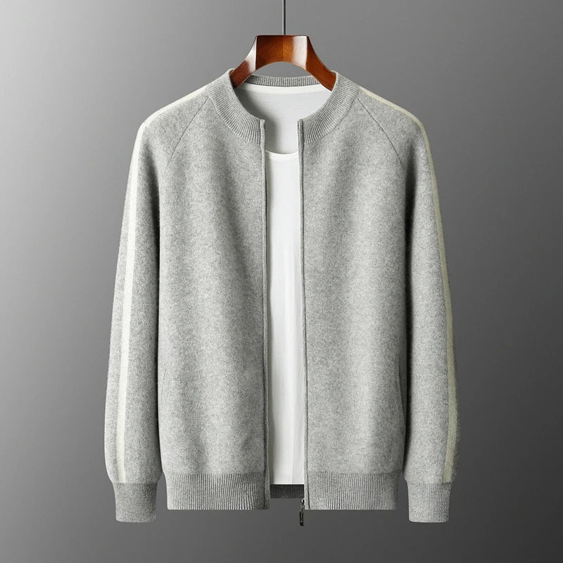 Men's Merino Stripe Cardigan-The Yellow Prime