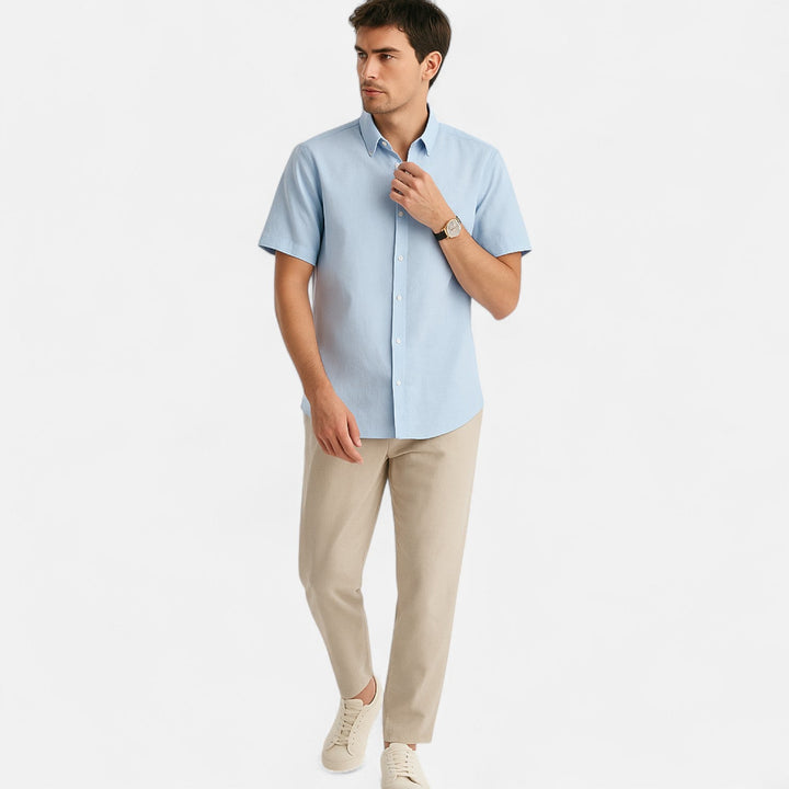 Men's Casual Short-Sleeve Button-Up Shirt-The Yellow Prime