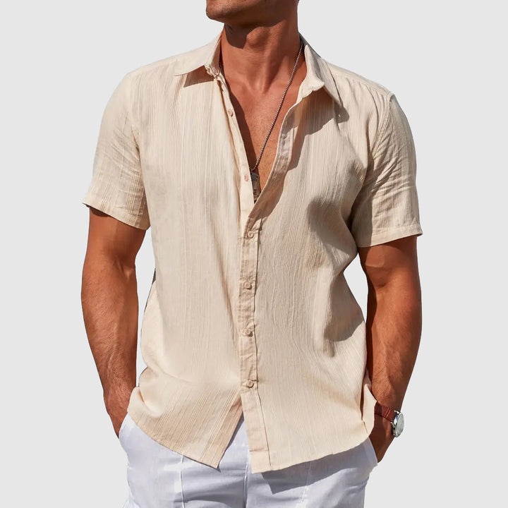 Sigmund | Men's Short Sleeve Casual Linen Shirt-The Yellow Prime