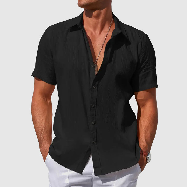 Sigmund | Men's Short Sleeve Casual Linen Shirt-The Yellow Prime