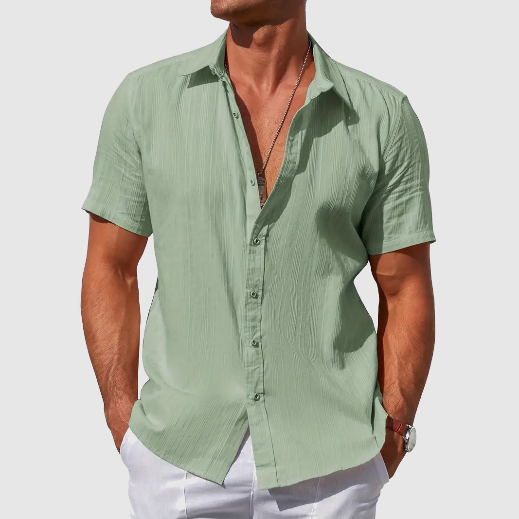 Sigmund | Men's Short Sleeve Casual Linen Shirt-The Yellow Prime