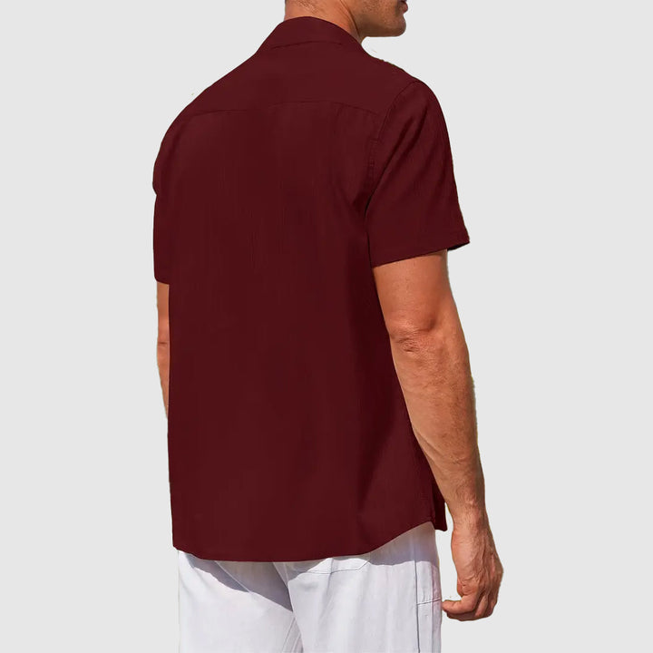 Sigmund | Men's Short Sleeve Casual Linen Shirt-The Yellow Prime