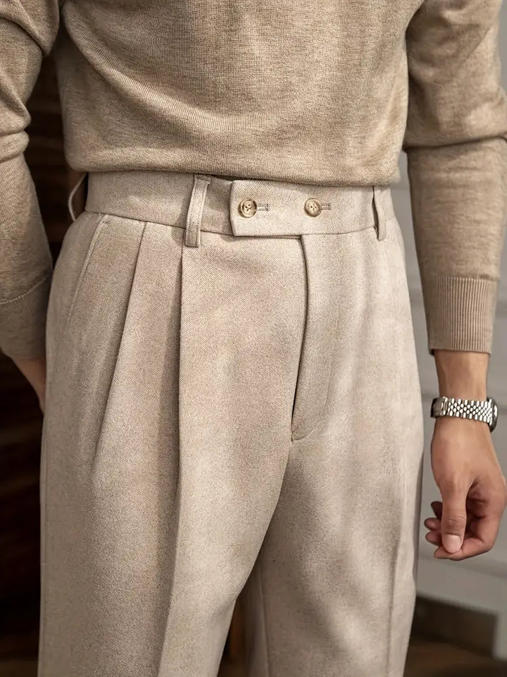 Simon | Men's Tailored Straight Leg Folded Hem Pants-The Yellow Prime