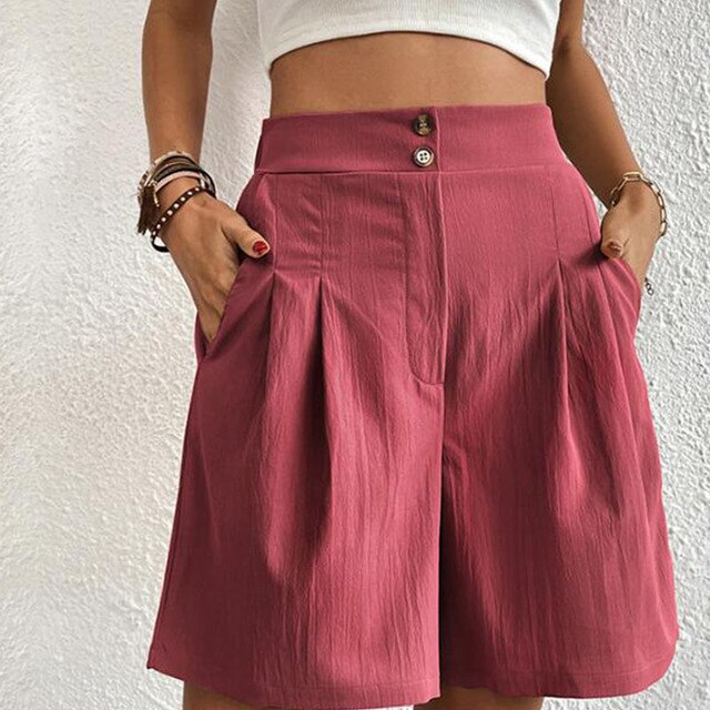 Sophie | Women's Elegant Double Button Shorts-The Yellow Prime