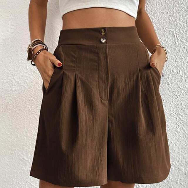 Sophie | Women's Elegant Double Button Shorts-The Yellow Prime