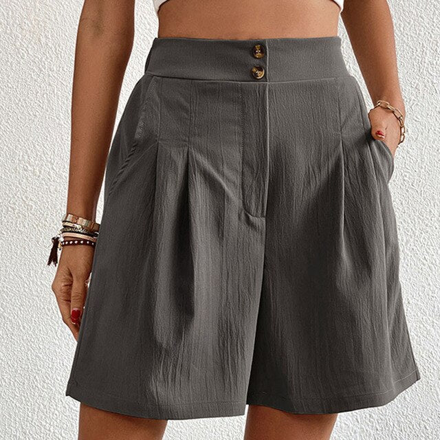 Sophie | Women's Elegant Double Button Shorts-The Yellow Prime