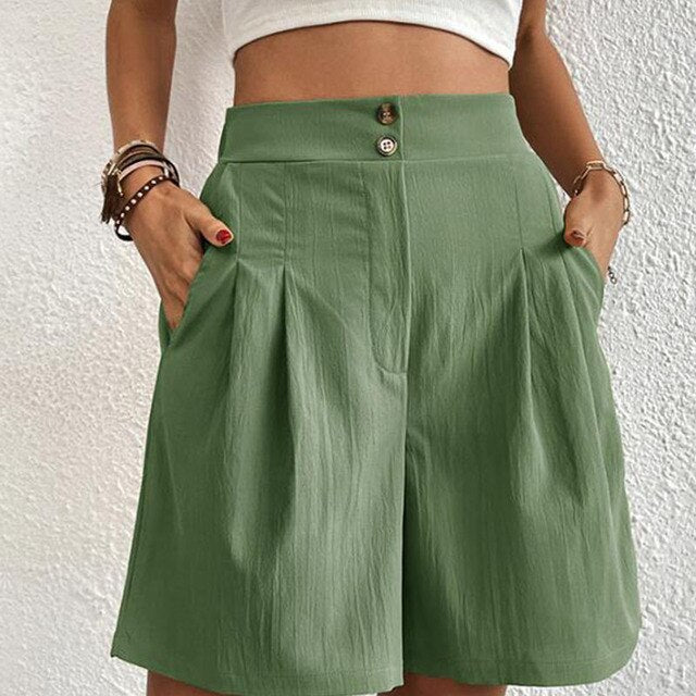 Sophie | Women's Elegant Double Button Shorts-The Yellow Prime