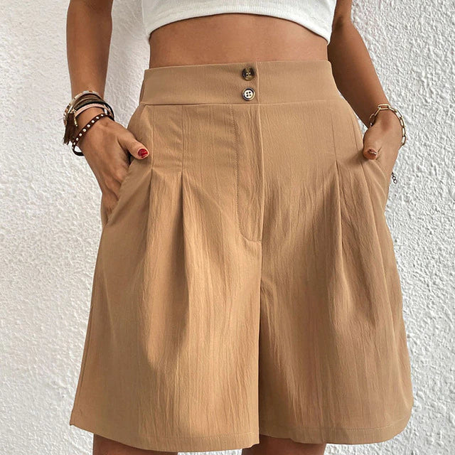 Sophie | Women's Elegant Double Button Shorts-The Yellow Prime