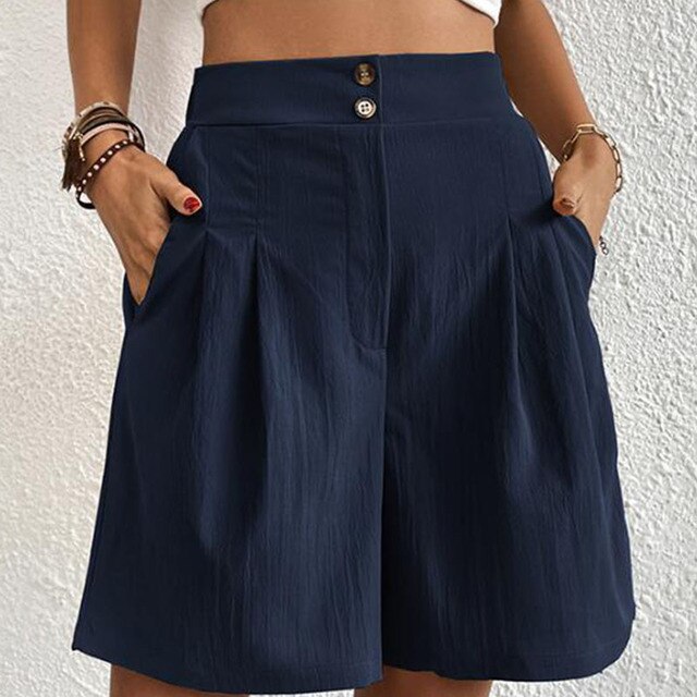 Sophie | Women's Elegant Double Button Shorts-The Yellow Prime