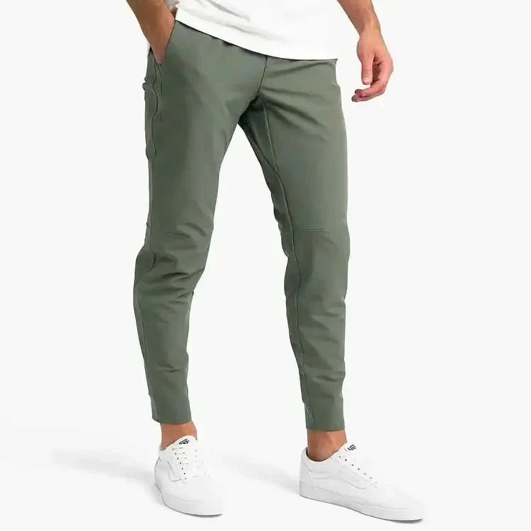 Men's Slim Fit Cuffed Hem Straight-Leg Trousers-The Yellow Prime
