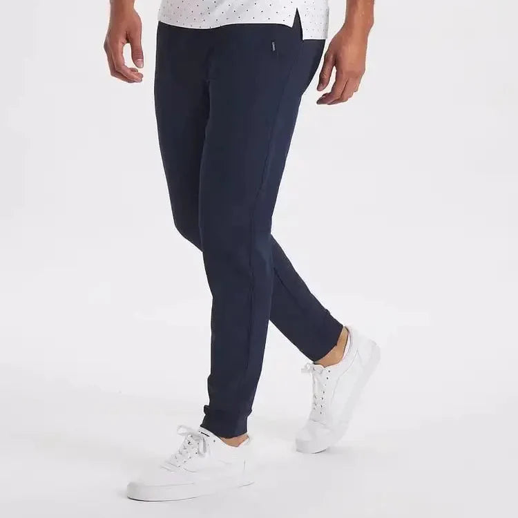 Men's Slim Fit Cuffed Hem Straight-Leg Trousers-The Yellow Prime