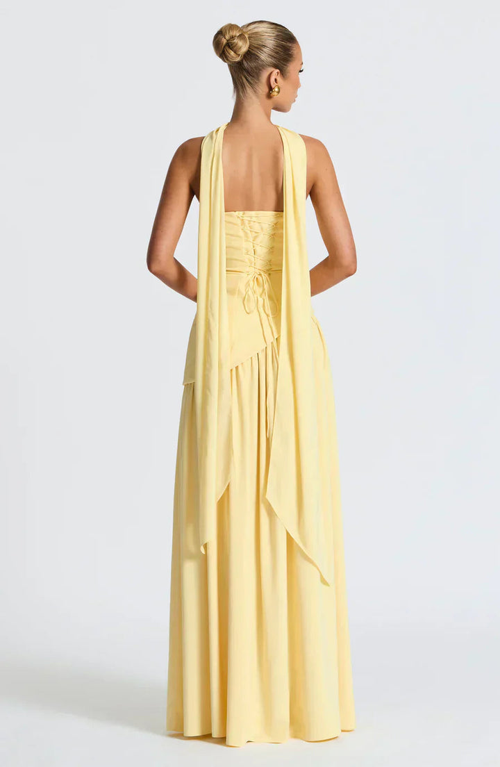 Sophia | Women's Asymmetric Maxi Dress for Wedding Guests-The Yellow Prime
