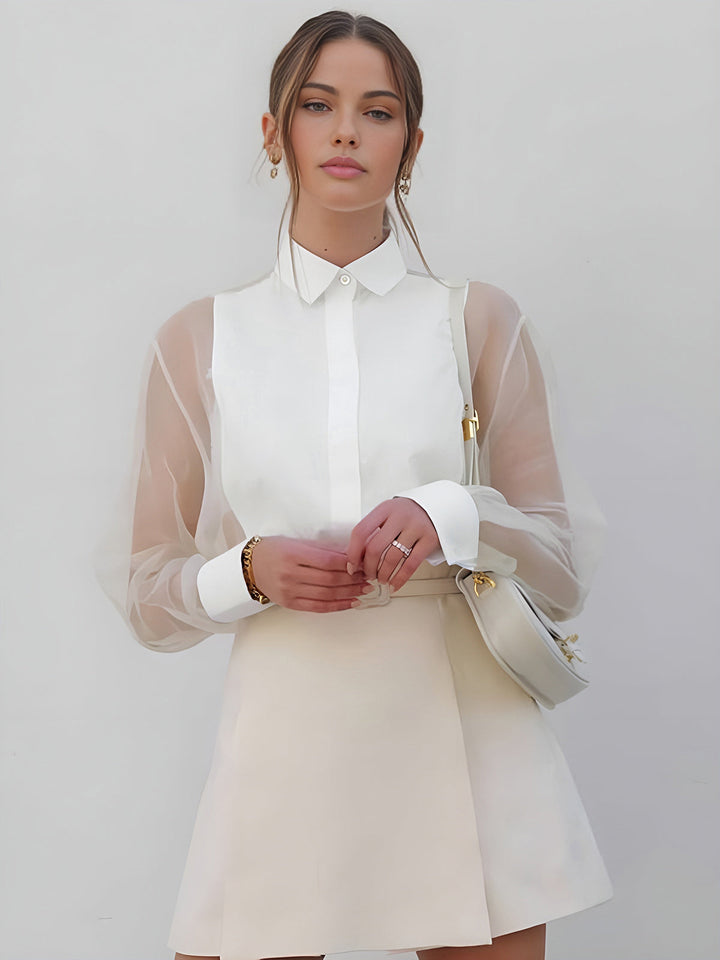 Sophia | Women's Blouse with Transparent Sleeves – Elegant, Stylish & Timeless-The Yellow Prime