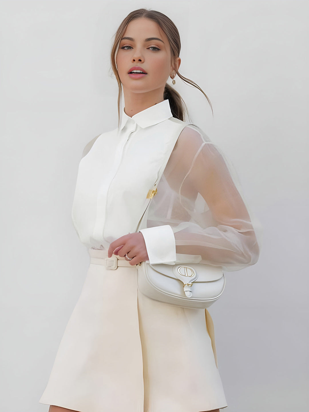 Sophia | Women's Blouse with Transparent Sleeves – Elegant, Stylish & Timeless-The Yellow Prime