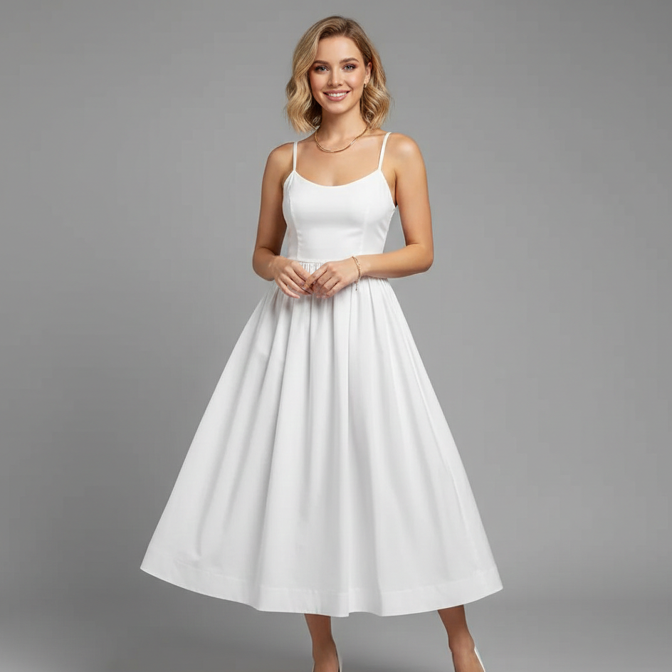 Sophia | Women's Midi Dress with A-Line Skirt-The Yellow Prime