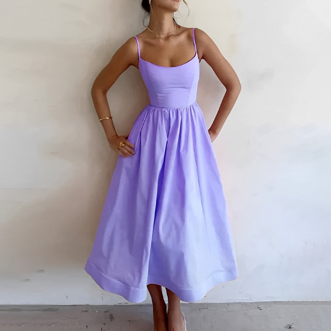 Sophia | Women's Midi Dress with A-Line Skirt-The Yellow Prime