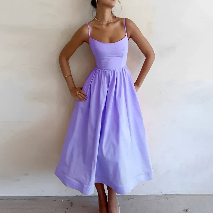 Sophia | Women's Midi Dress with A-Line Skirt-The Yellow Prime