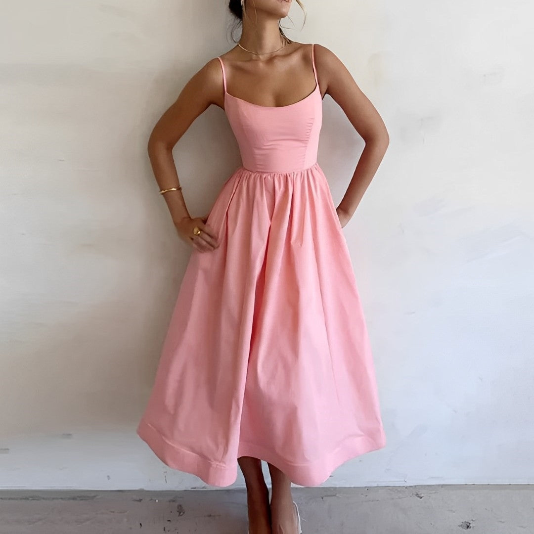 Sophia | Women's Midi Dress with A-Line Skirt-The Yellow Prime