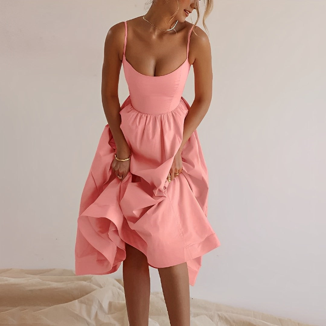 Sophia | Women's Midi Dress with A-Line Skirt-The Yellow Prime